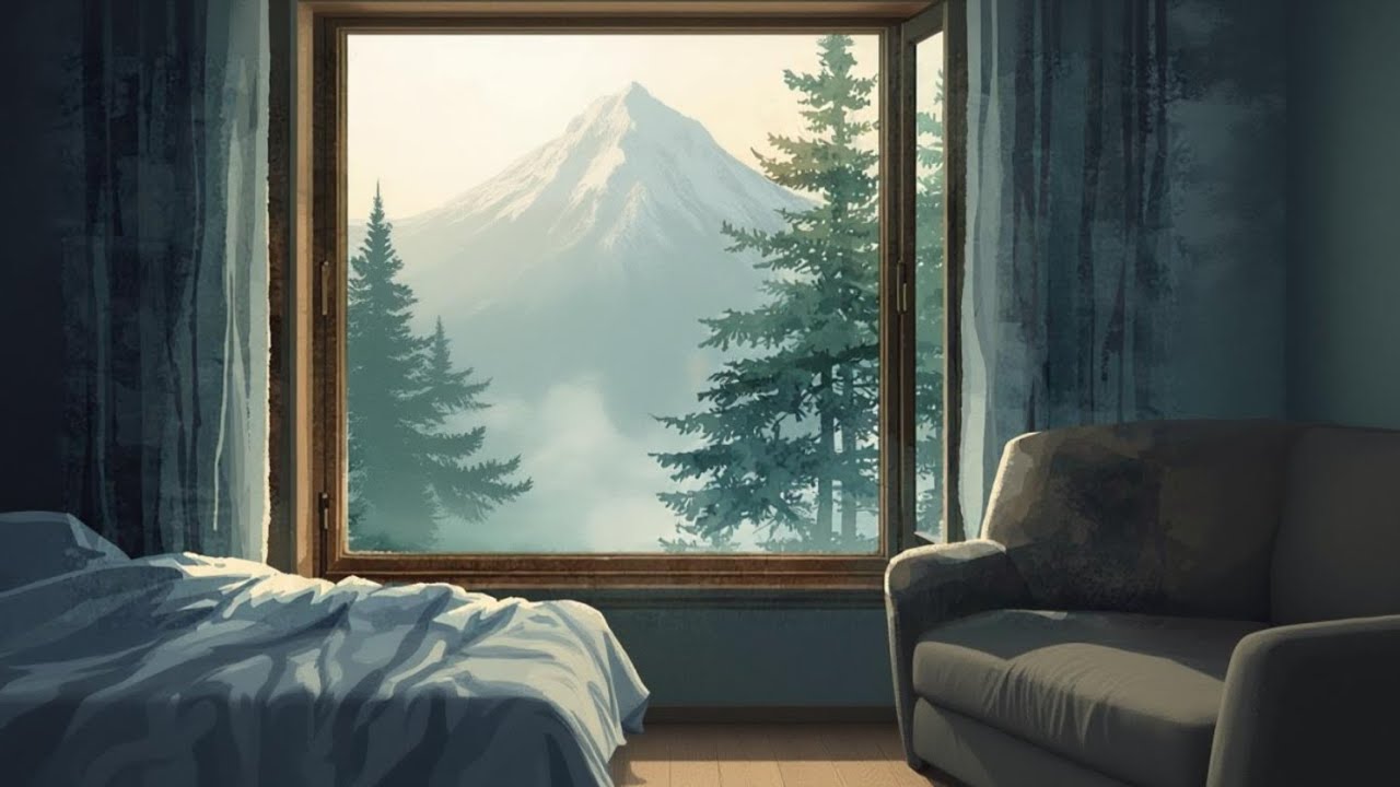 Misty Forest Morning | Cozy Cabin Ambience for Relaxation & Calm | No Music | 3 Hours