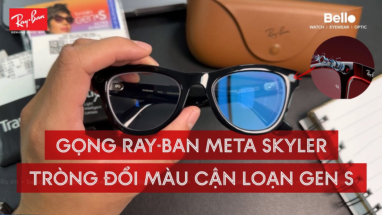 RAY-BAN META SKYLER lắp tròng đổi màu cận loạn Essilor Transitions Gen S - L/H 0948.74.5959