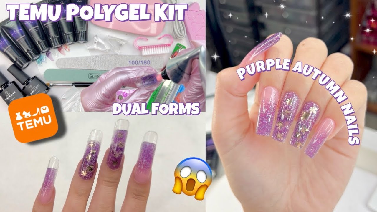 TRYING A STARTER POLYGEL KIT FROM TEMU | EASY GLITTER ENCAPSULATION & OMBRÉ USING DUAL FORMS