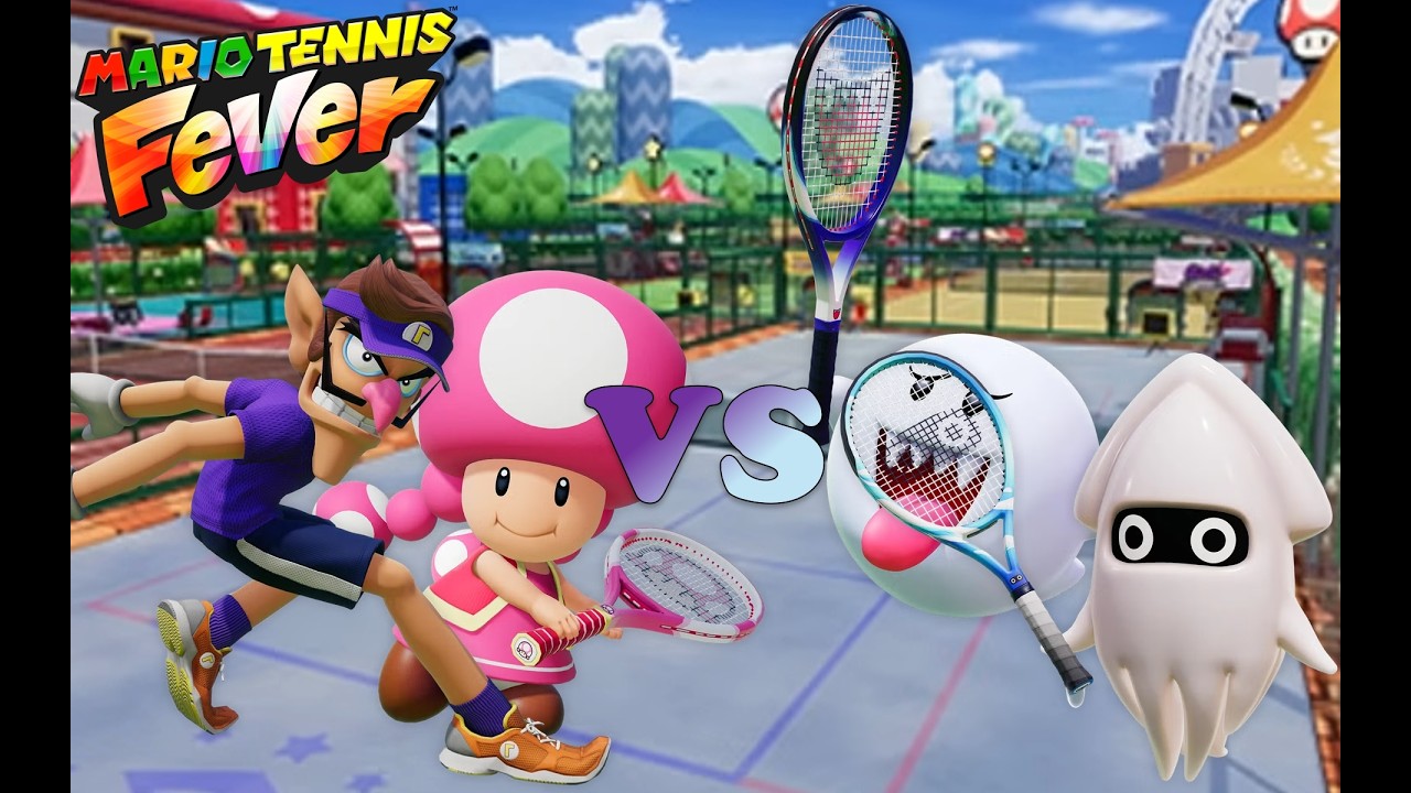 Mario Tennis Fever - Валуиджи и Тоадетта против Блупера и Бу - Академический корт (лед)