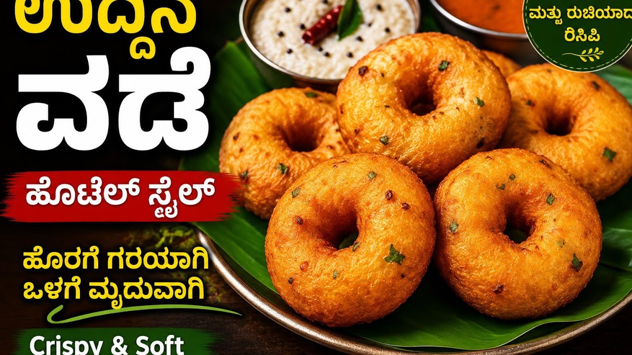 ಬೆಳಗಿನ ತಿಂಡಿಗೆ ಗರಿ ಗರಿಯಾದ ಉದ್ದಿನ ವಡೆ ಹೋಟೆಲ್ ಸ್ಟೈಲಿನಲ್ಲಿ 😋