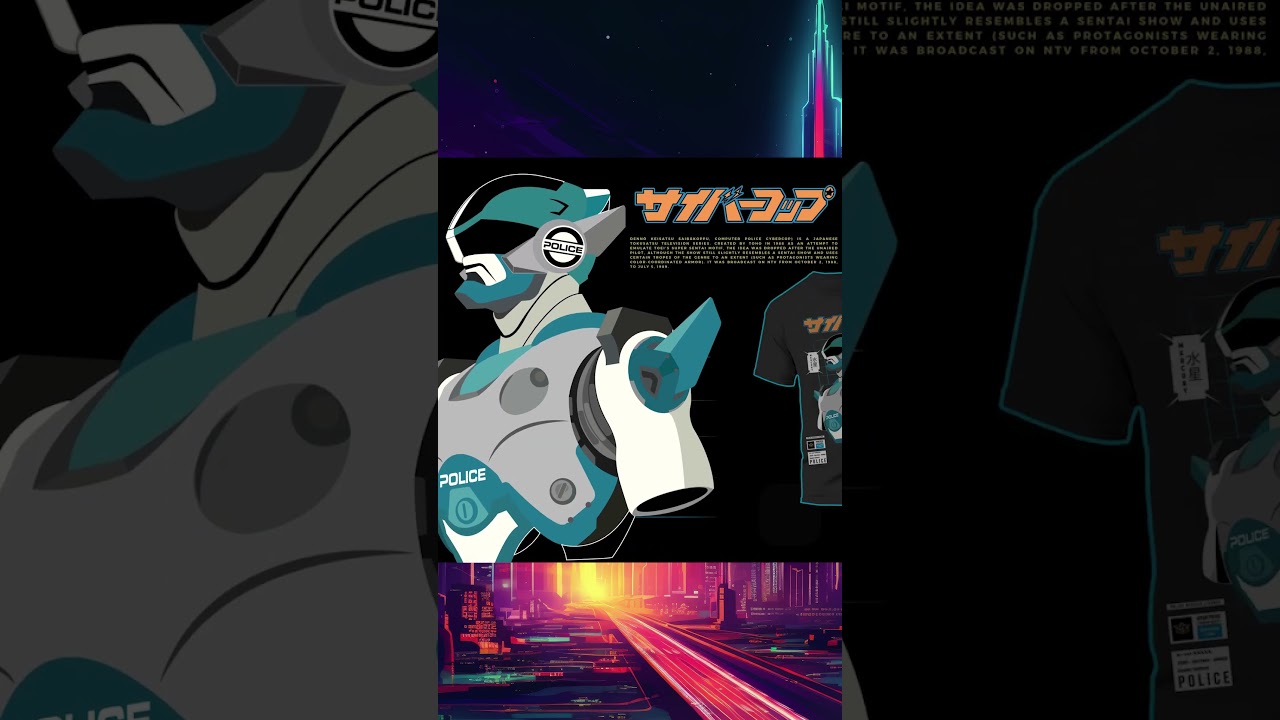 Cybercop Mercury T-shirt design Anime graphic design for clothing business and personal use
