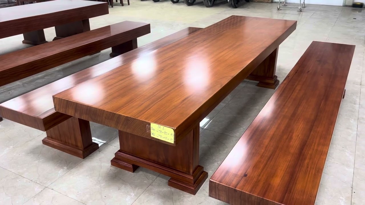 Bàn ghế nguyên khối K3 gỗ gõ Naga hàng đẹp giá mềm lên sóng