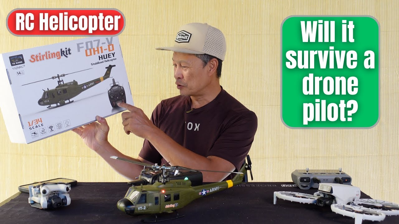 Радиоуправляемый вертолет-трюк YU XIANG F07-V UH-1 Huey 3D — сможет ли новичок управлять им?