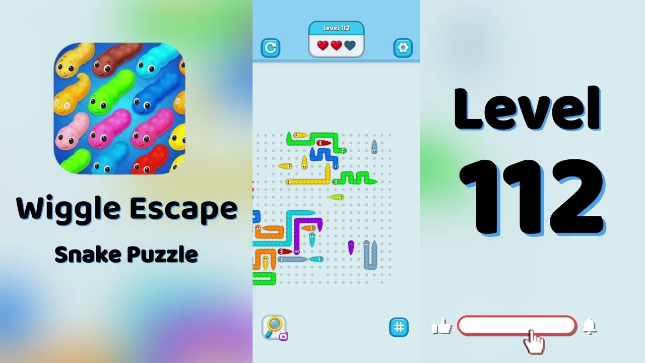 🎮 Wiggle Escape Level 112 Walkthrough | Snake Puzzle Challenge 🐍 | SolutionGuruji