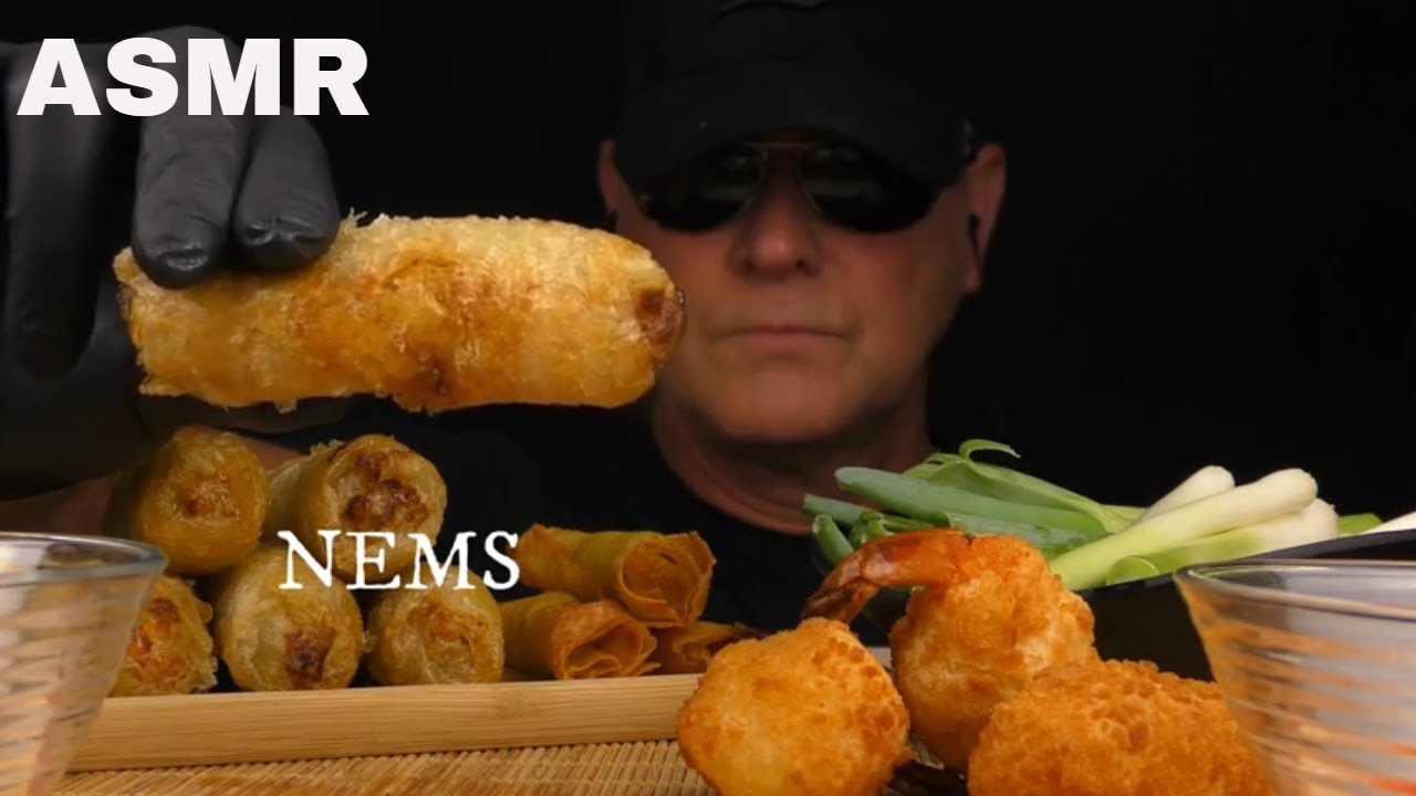 ASMR EGG ROLLS & BRICKS DE CREVETTES CURRY & BEIGNETS DE CREVETTES MUKBANG (Sans Parler) SAURO ASMR