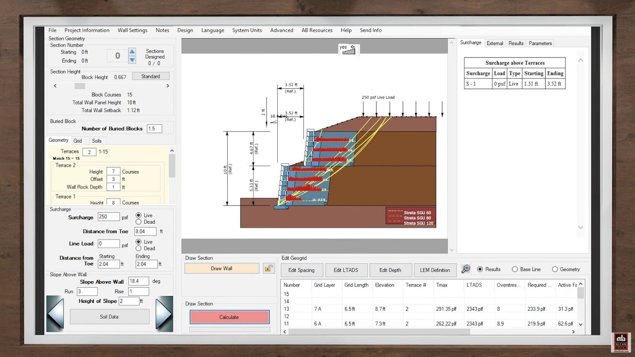 Allan Block SRW Design Software - Zero Section