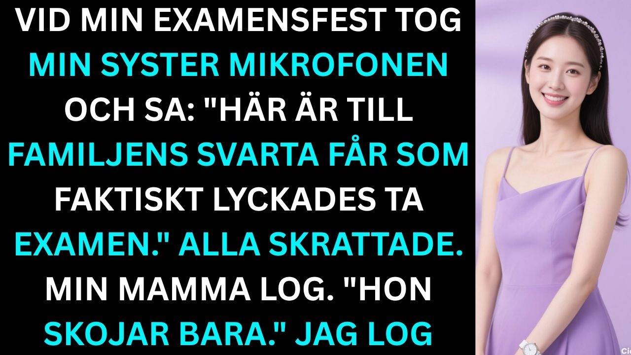 Vid min examensfest tog min syster mikrofonen och sa: