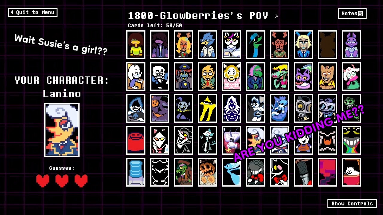 Not understanding genders in Deltarune Guess Who