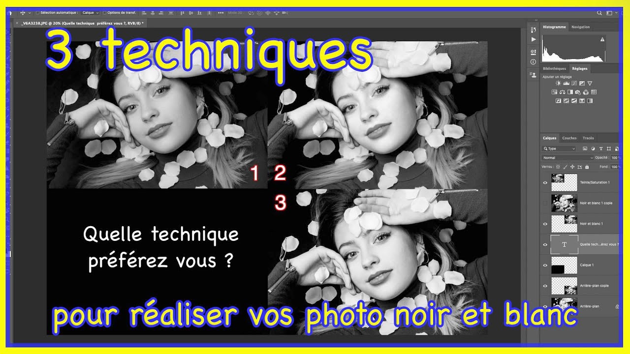 * 3 Techniques de noir et blanc * Tuto Photoshop