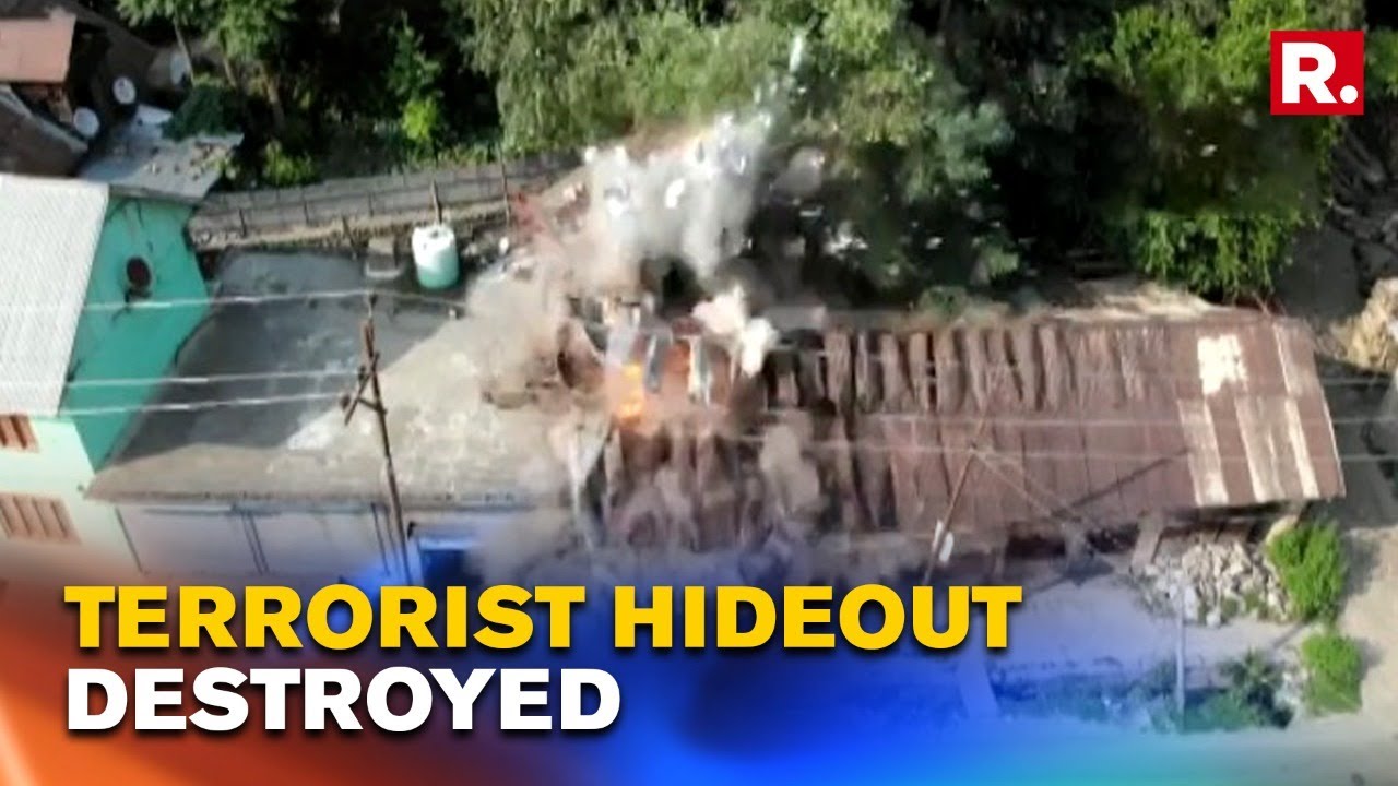 J&K: Security Forces Destroy Terrorist Hideout In Bandipora; Drone Footage Captures Operations