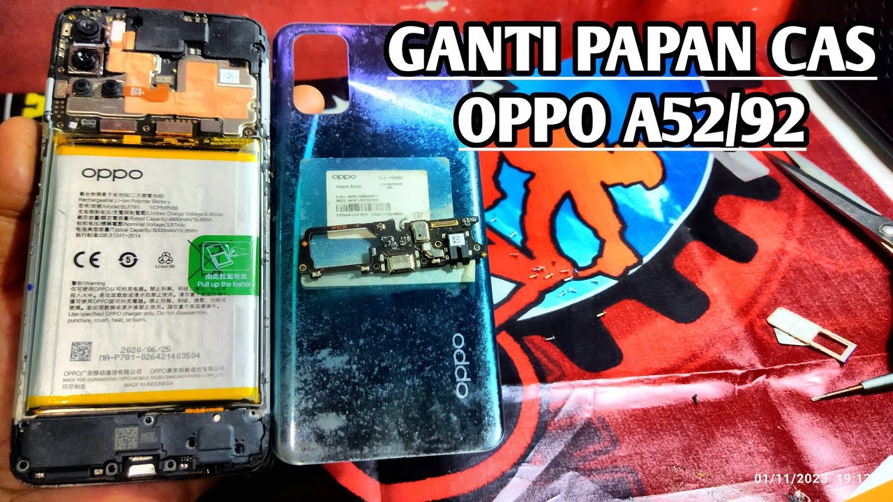 Cara ganti papan cas oppo A52/A92