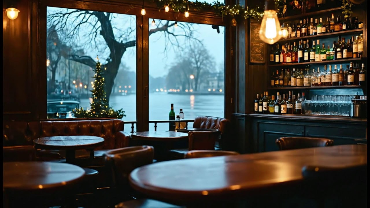 Flowing Jazz Piano with Rain at Paris Coffee Shop ☕ Peaceful Night Soundscape for Concentration