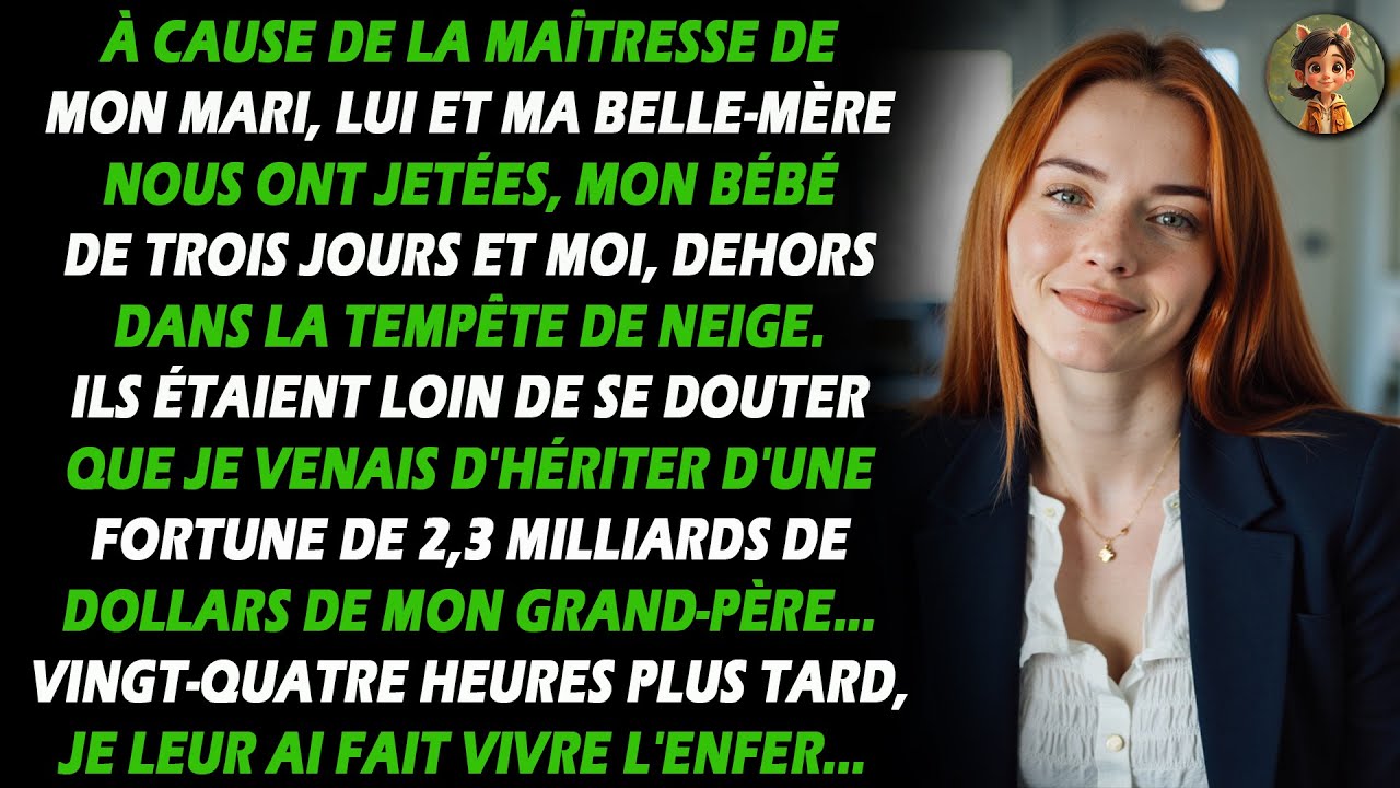 Il nous a mis dehors, mon enfant et moi, en pleine tempête de neige pour sa maîtresse. Ils ne savent
