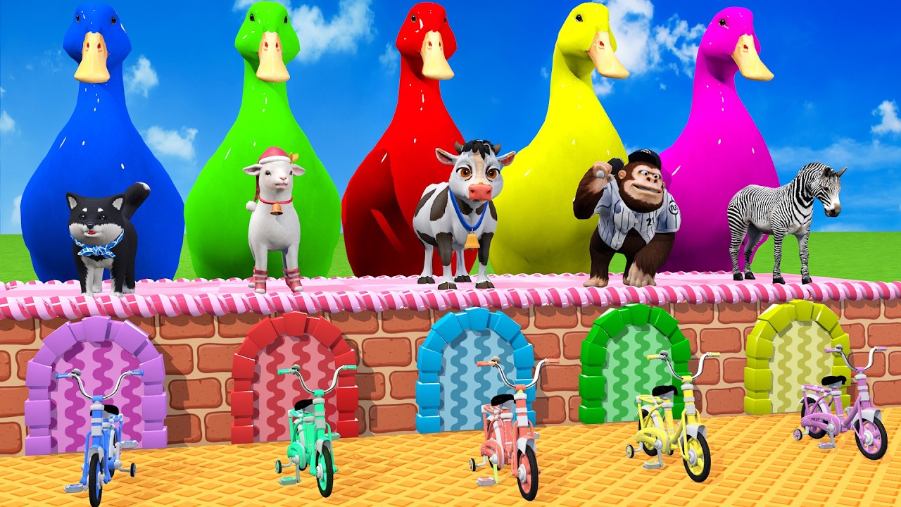 Long Slide Game With Cow Elephant Gorilla Hippopotamus Tiger 3d Animal Game Funny 3d Animals