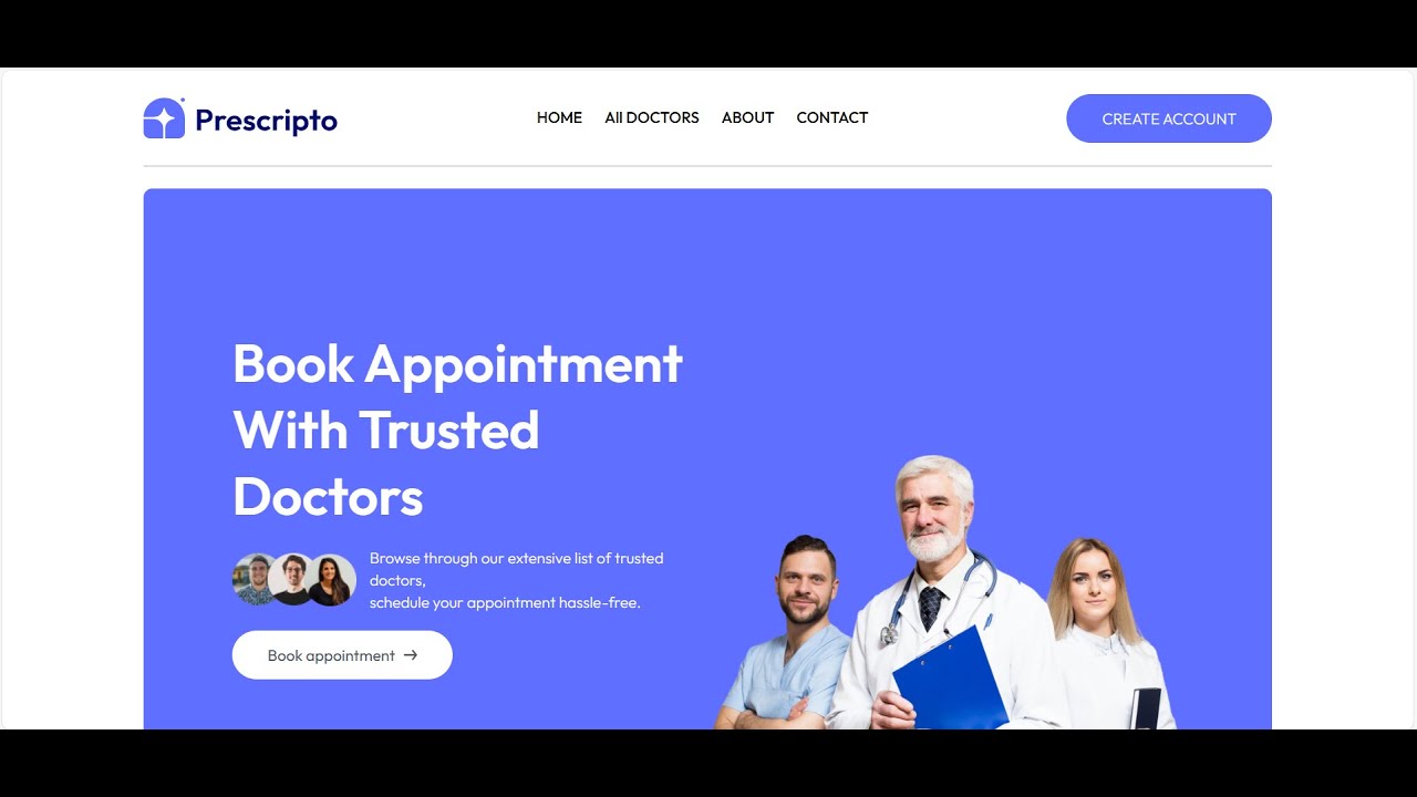 Doctor Appointment Booking Website | Front End |  React Js and TailWind CSS