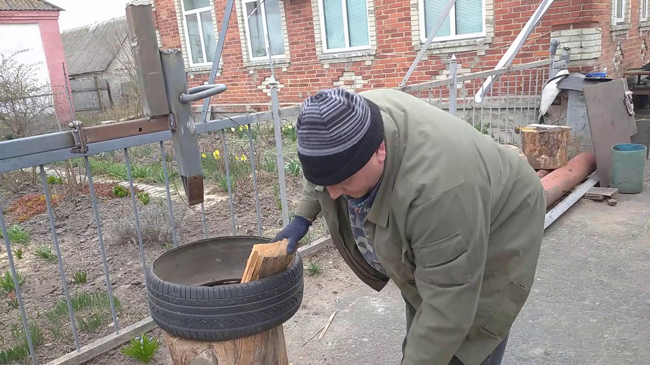 Дровокол пружинный модернизированный ч.2 работа. Spring log splitter modernized, work.