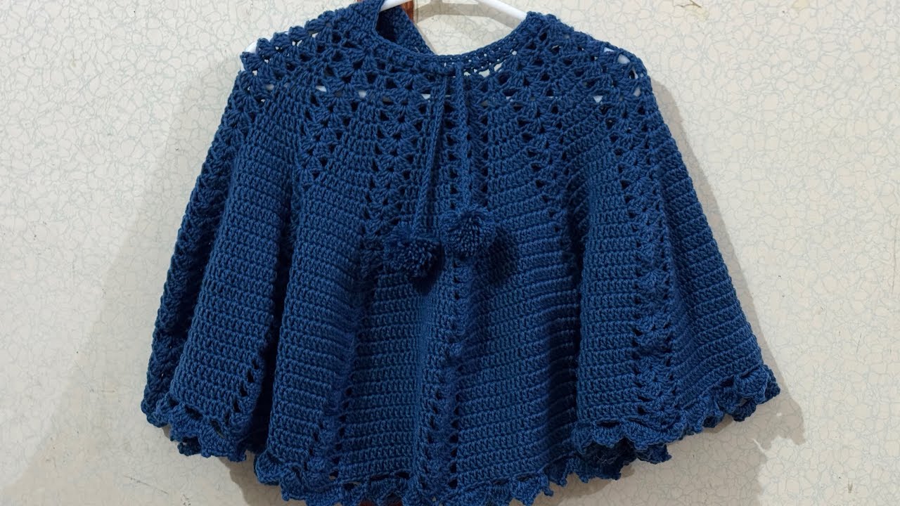 crochet poncho for girls/ Easy Cape Shawl video for beginners/ crochet poncho with hood