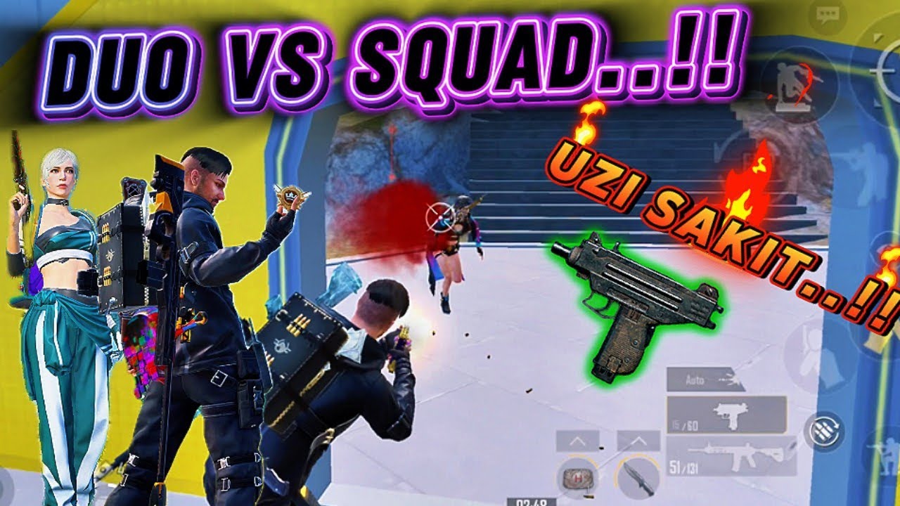 SMG UZI MENCULIK MUSUH SATU PER SATU TUMBANG..!! DUO VS SQUAD PUBG MOBILE