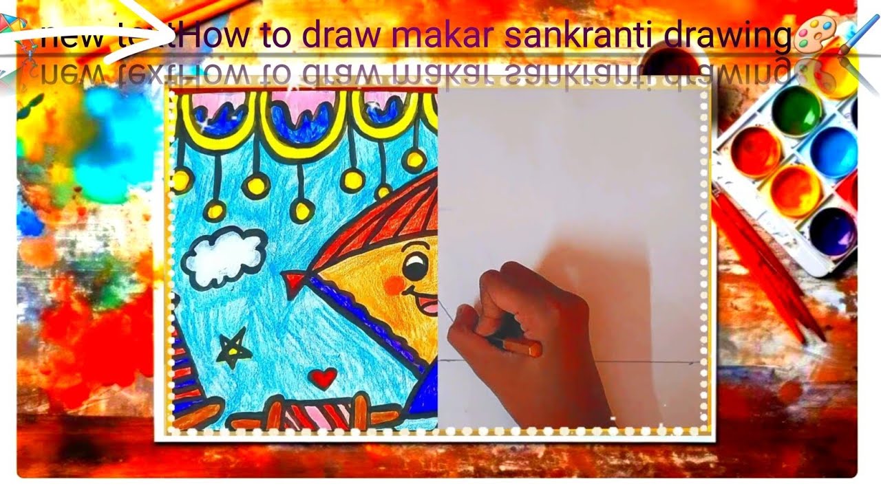 🪁How to draw makar sankranti drawing🎨🖌 