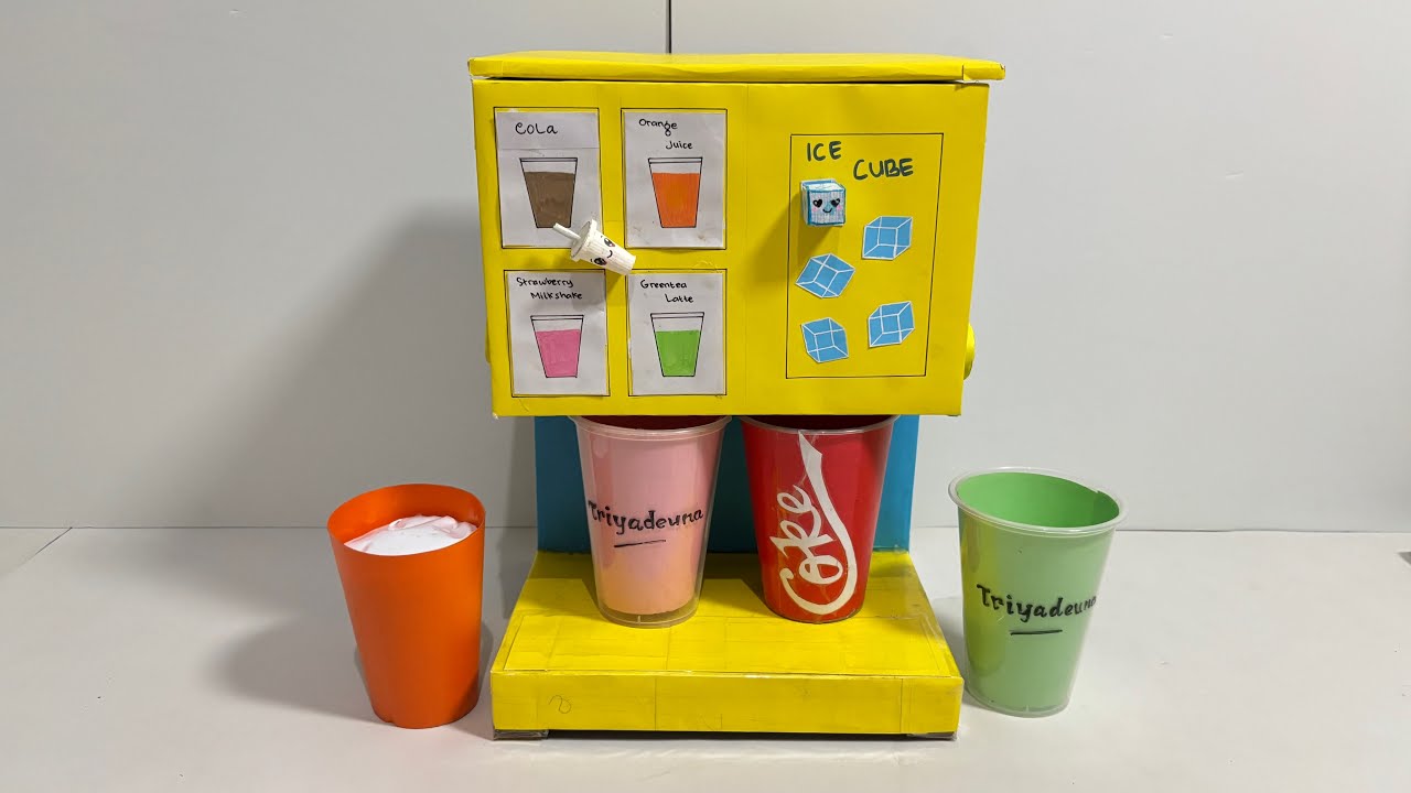 Soft drink and juice machine from cardboard #papercraft #paperplay