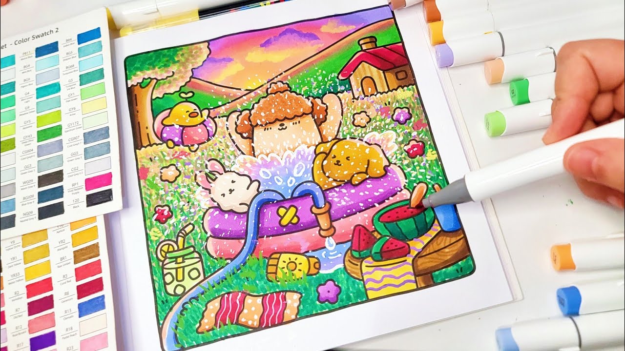 Color With Me (ASMR) | Cozy Cuties Coco Wyo Coloring Book | Using Ohuhu Markers