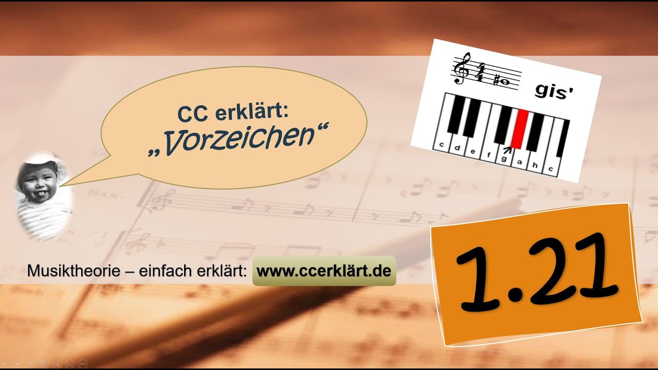 Musiktheorie einfach erkl&auml;rt 1.21 Vorzeichen/Versetzungszeichen in der Musik das Kreuz  ccerkl&auml;rt.de