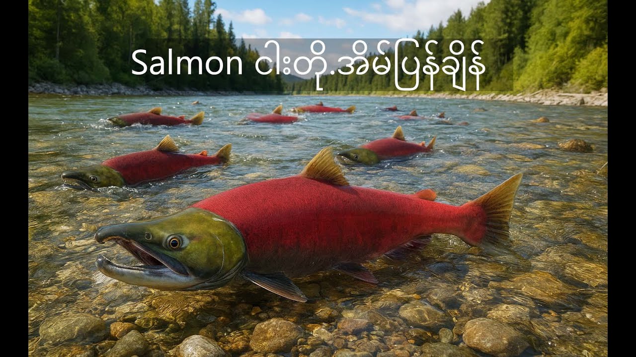 Salmon  spawning ၊ ဆယ်လမွန်ငါးတို. အိမ်အပြန်