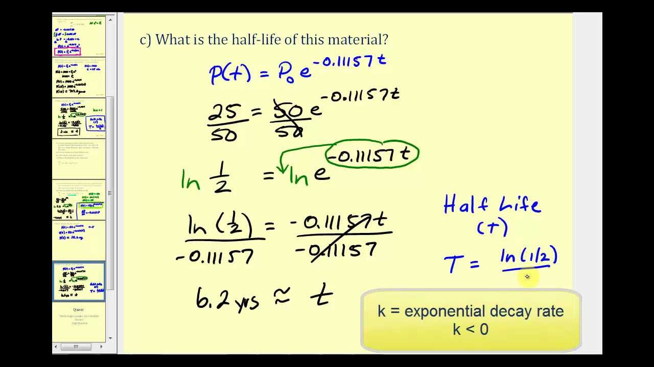 Applications of First Order Differential Equations - Exponential Decay Part 2
