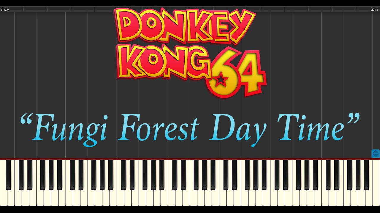 Donkey Kong 64 - Fungi Forest Day Time (Piano Tutorial Synthesia)