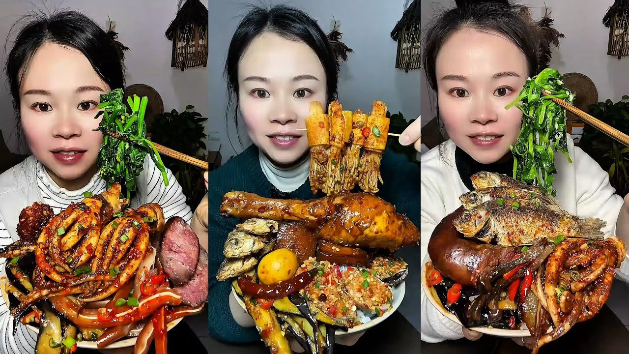 🔥 Homemade Mukbang | Braised Pork, Water Spinach, Eggs & Super Spicy Chili 🌶️ | Super delicious