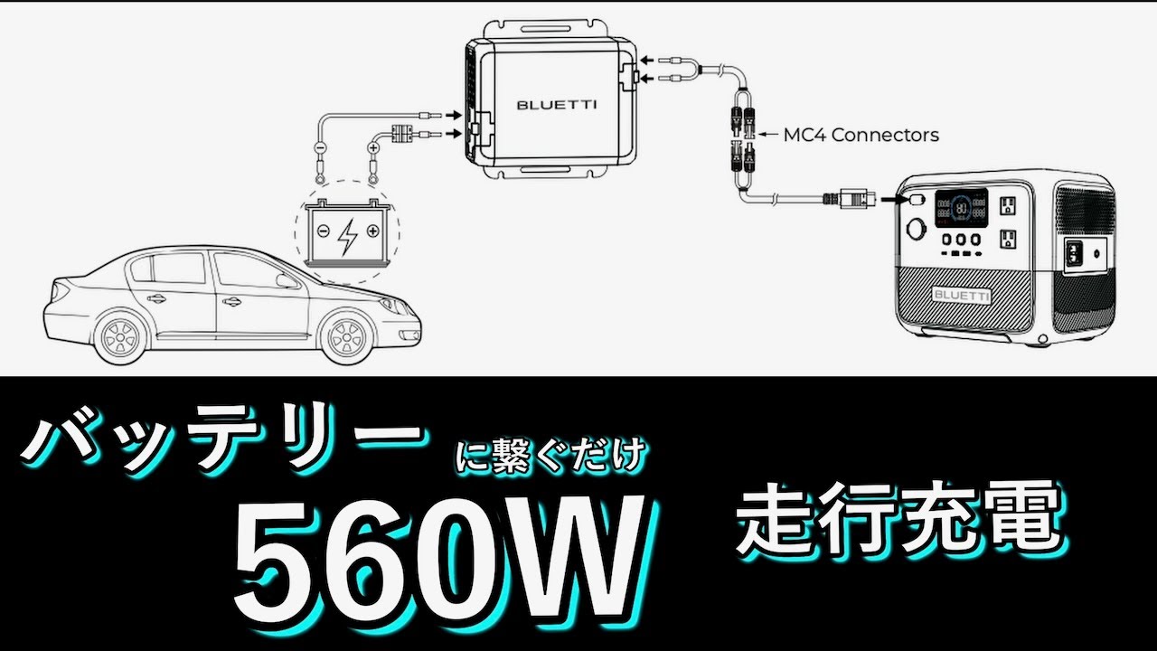 【車中泊】バッテリーに繋ぐだけ560W走行充電出来たらすごくない！BLUETTI Charger 1