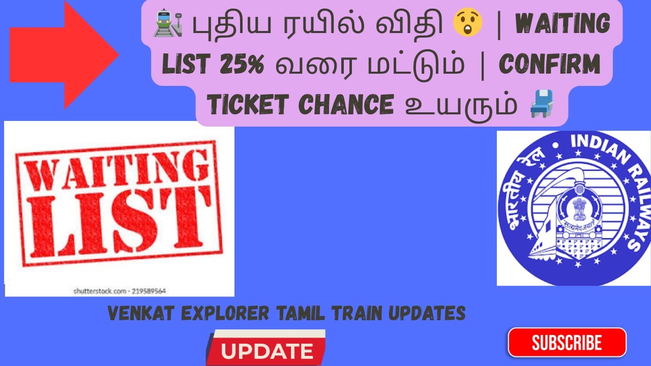 1️⃣ 🚆 IRCTC புதிய விதி! |Train Waiting List 25% மட்டும்| 😍Confirm Ticket Chance அதிகம்! 💺