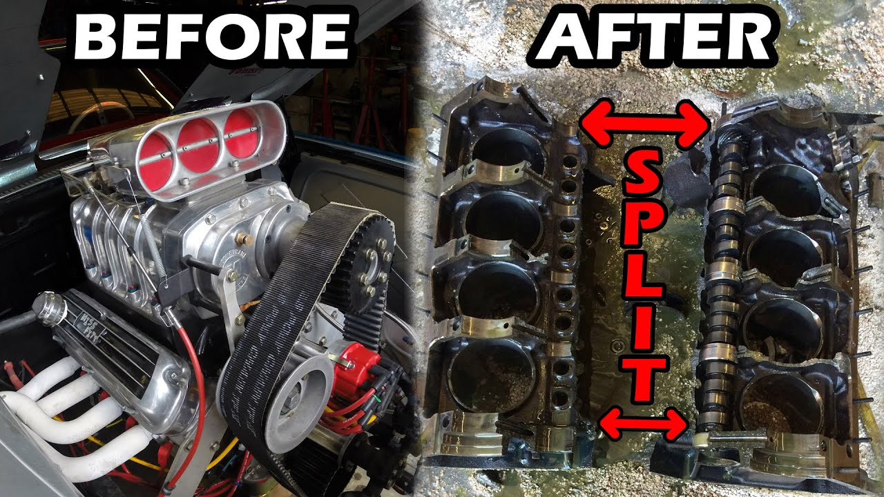 Разлом двигателя надвое за 6 секунд. Неисправность двигателя Ford Small Block, мощный взрыв.