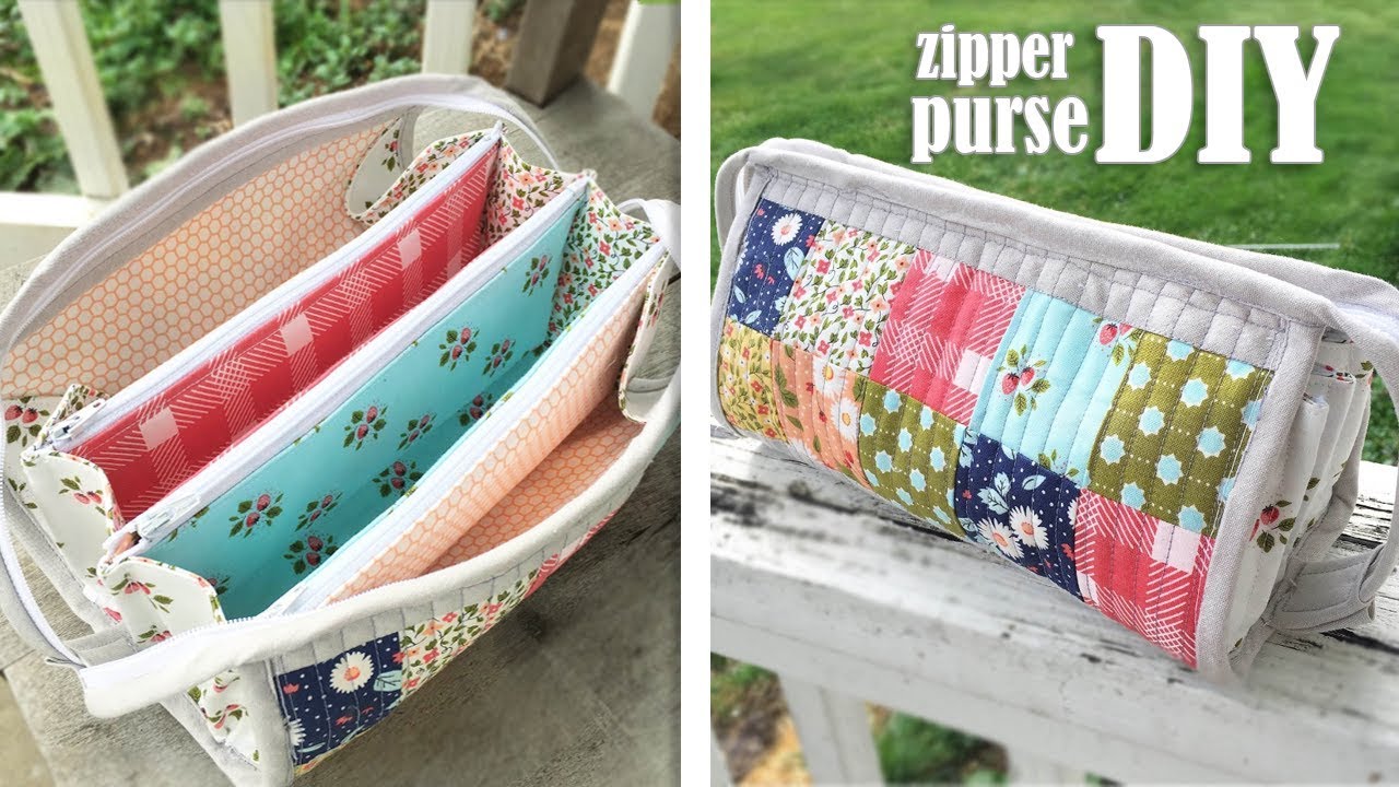 DIY TRIPLE ZIPPER POUCH BAG CUY & SEW // Popular Design Purse Bag Summer 2019
