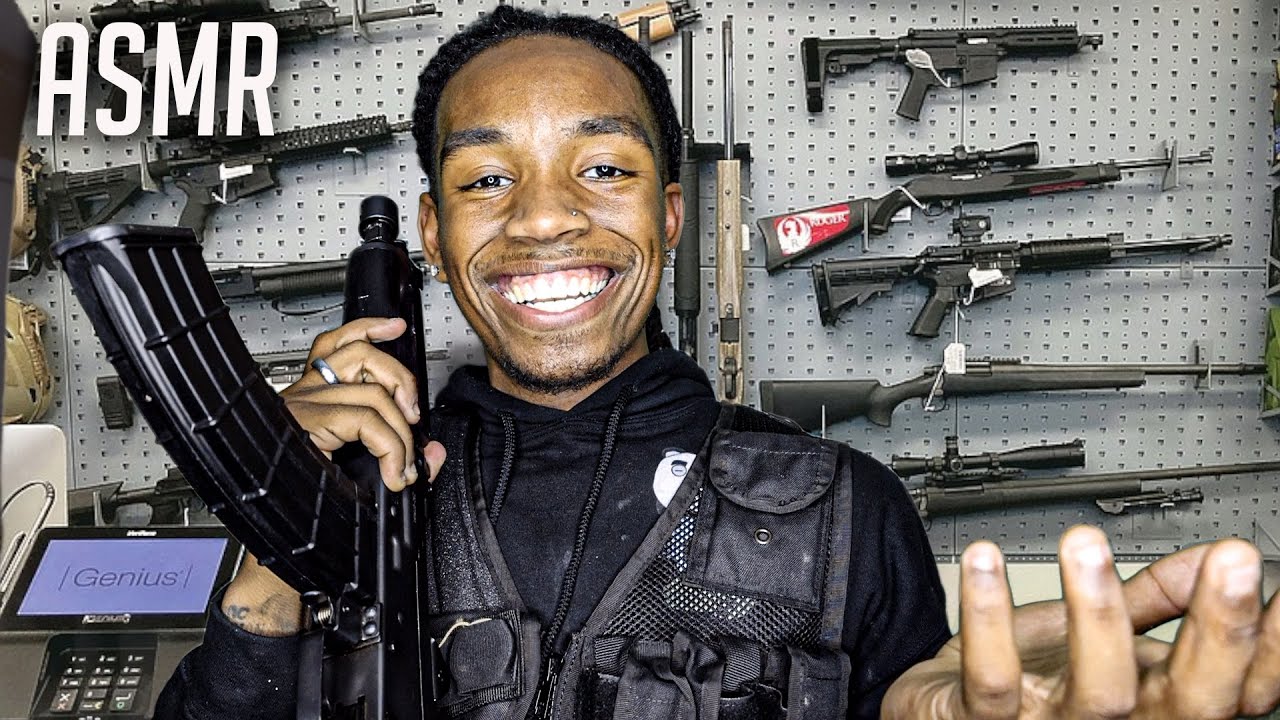 ASMR | **GUN SHOP ROLEPLAY ** For SLEEP And RELAXATION WHISPERS, SHAVING SOUNDS , TAPPING.