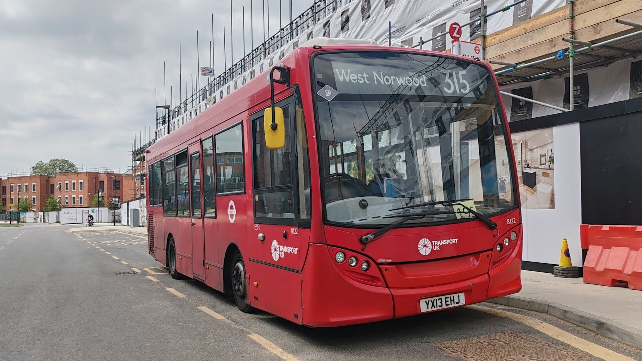 Full Route Visual | TUK Route 315: Earlsfield, Springfield Hospital → Norwood, Bus Garage | 8122