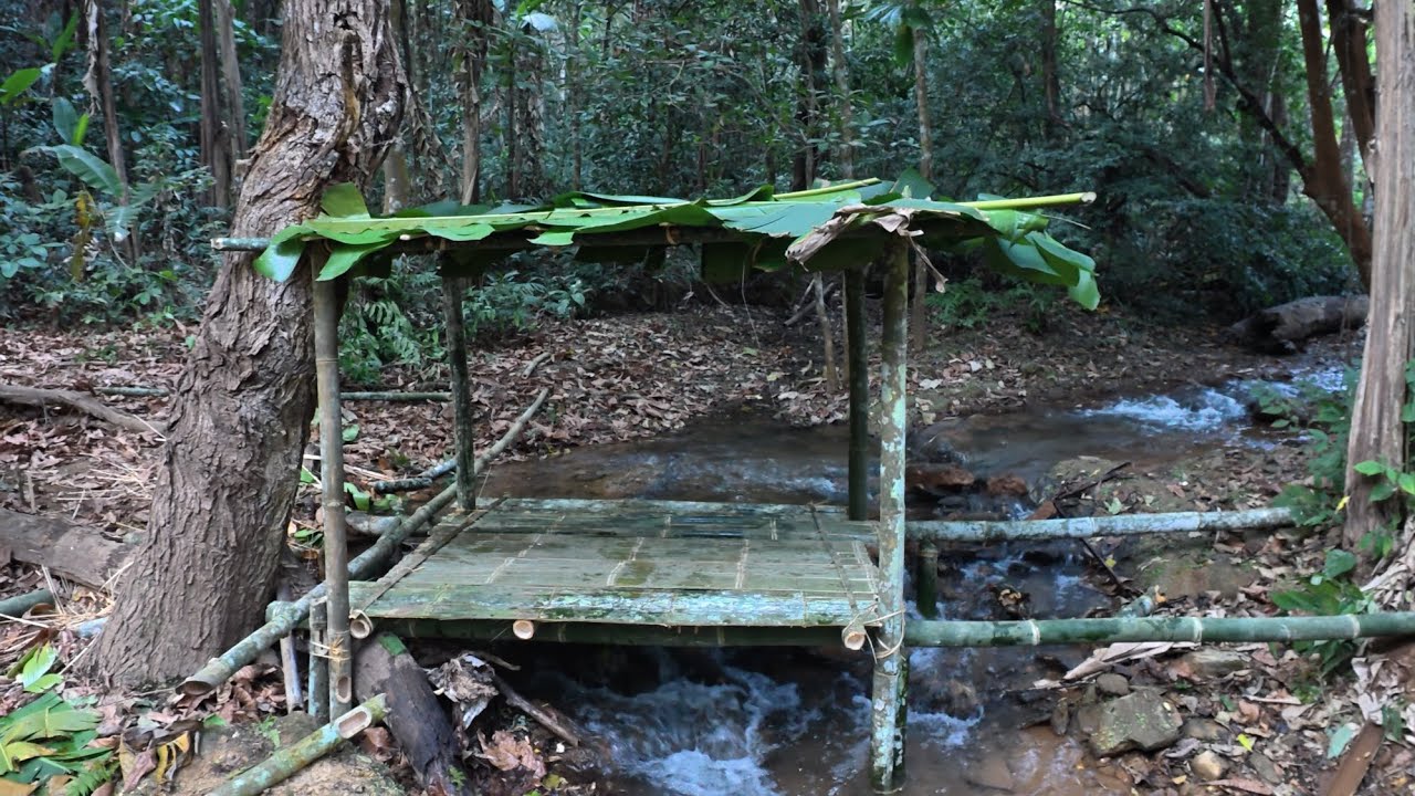 สร้างบ้านลอยน้ำติดลําธารกัน2คน ทั้งสนุกและเหนื่อย บรรยากาศบ้านลอยน้ำดีสุดๆ