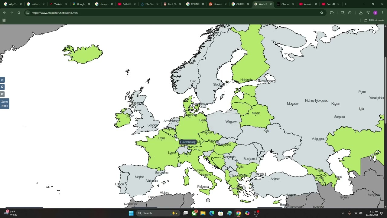 Страны Европы по версии KLT, но это MapChart