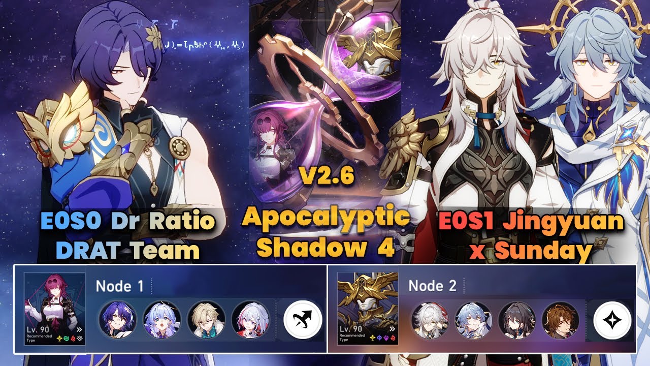 E0S0 Dr Ratio DRAT Team & E0S1 Jingyuan x Sunday | Apocalyptic Shadow | 3 Stars | V2.7 | HSR|