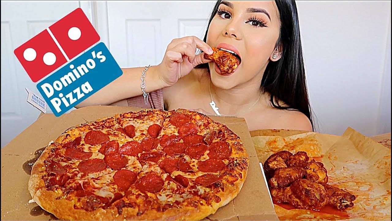 DOMINOS Pizza + Hot Wings MUKBANG