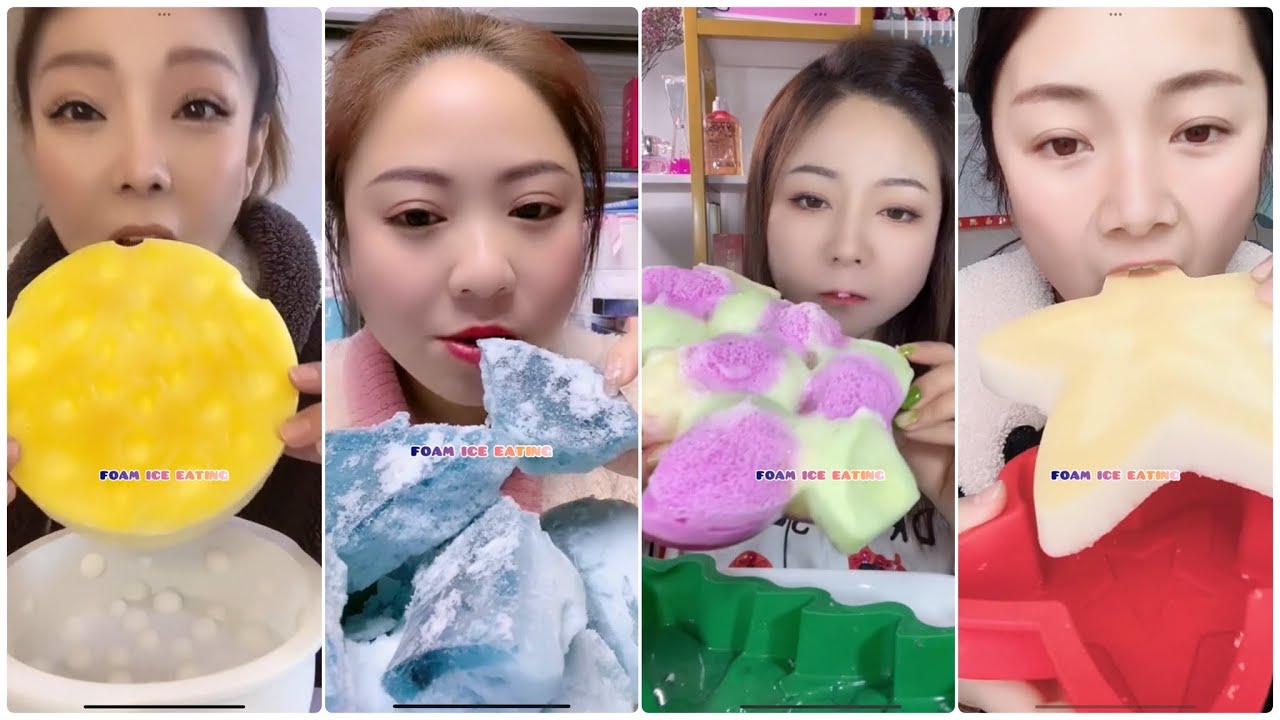 [ASMR] 37- FREEZER FROST EATING &COLORED FLUFFY ICE EATING BY ICE QUEEN🤤& BUZ YEMEK & 雪を食べる & 冷凍霜