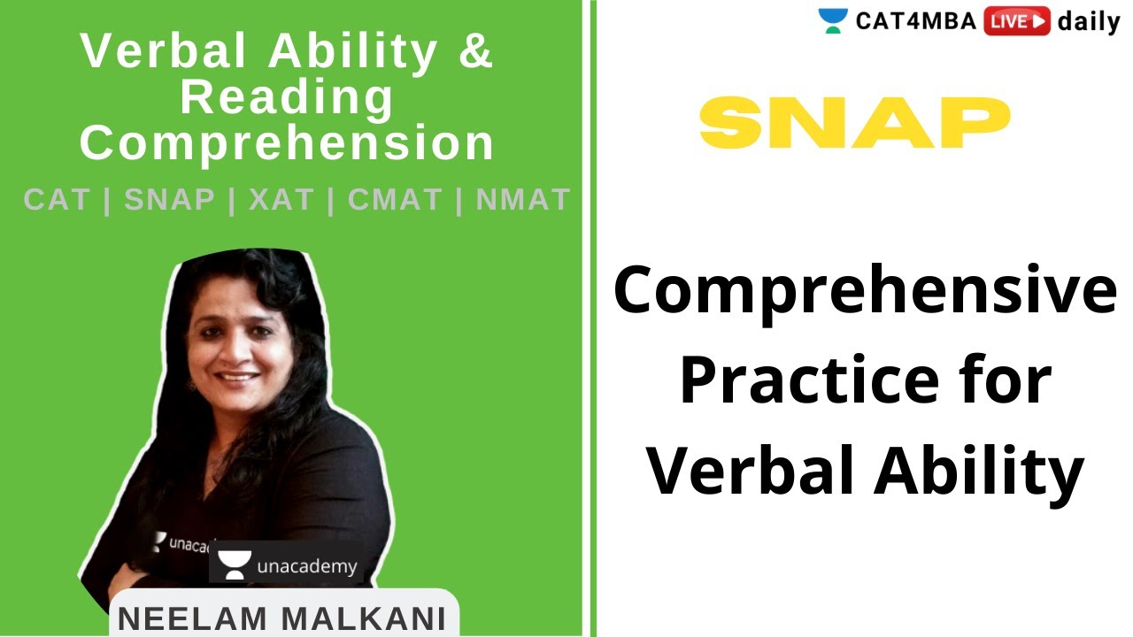 SNAP- Comprehensive Practice for Verbal Ability  | Verbal Ability |  SNAP 2020  | By Neelam Malkani