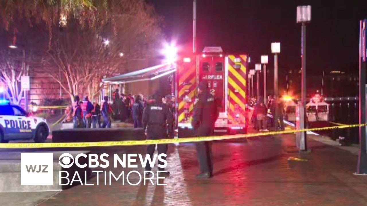 Person in critical condition after car drives into Baltimore's Inner Harbor