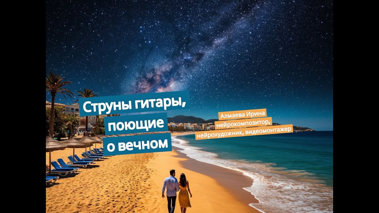 Струны гитары, поющие о вечном. Алмаева Ирина (нейрокомпозитор, нейрохудожник, видеомонтажер).