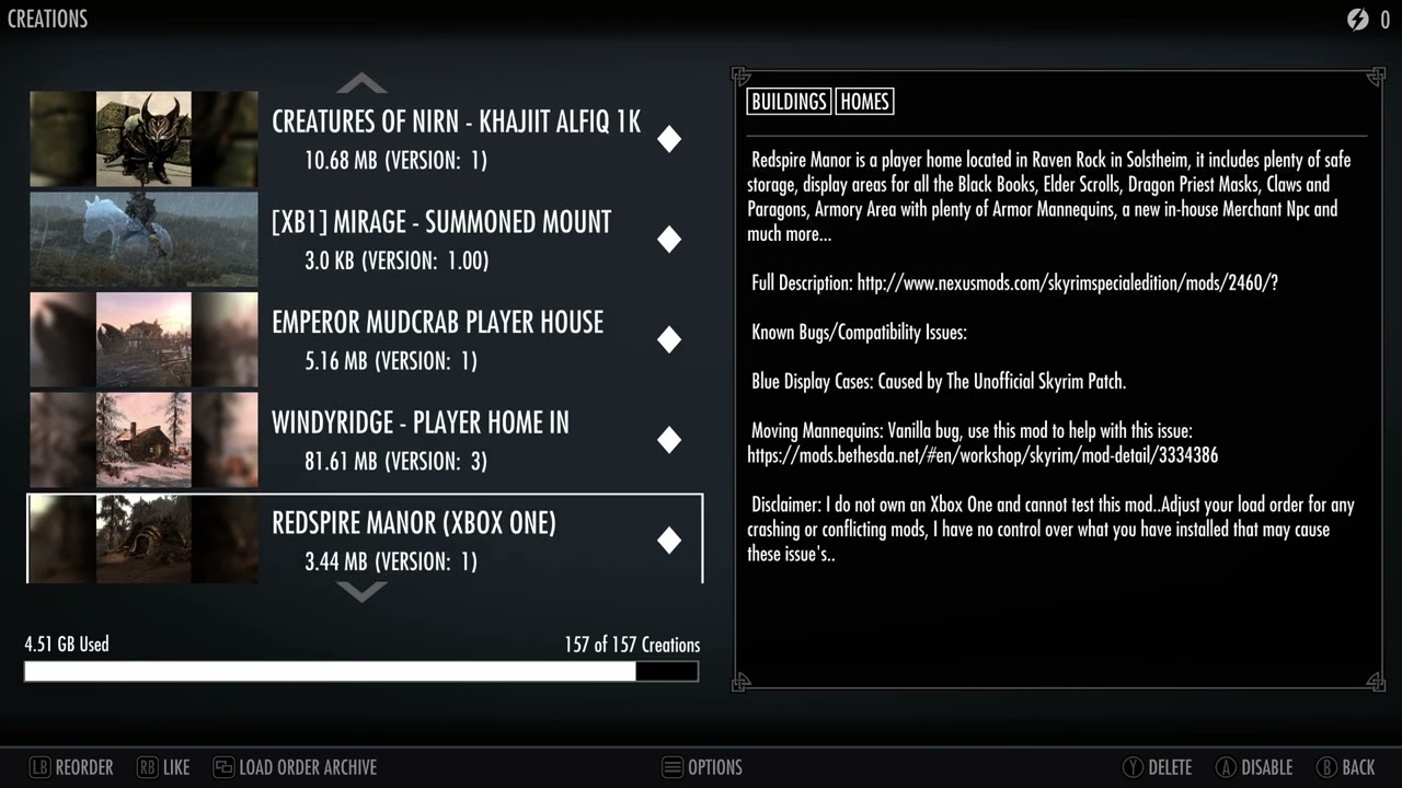 W-A-C Mod List for Skyrim Modded on Xbox