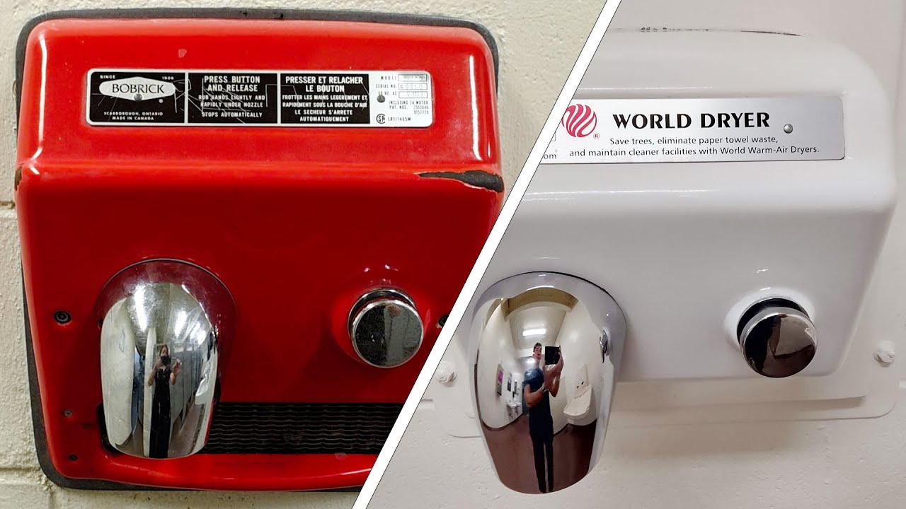 Bobrick B-400 (World Dryer RA) and World Dryer Model A (DA5) at Kensington Community Centre, BC