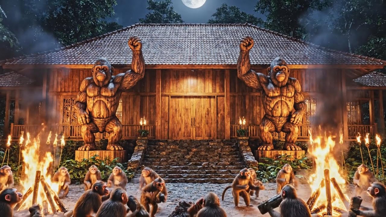 It's truly unbelievable what was created in this video. #MonkeysBuilding