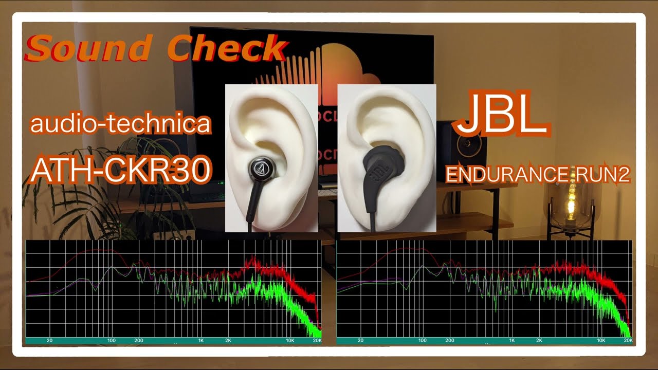 audio-technica ATH-CKR30 vs JBL ENDURANCE RUN2 [IEMs In-Ear headphones Sound Comparison イヤホン音比較]