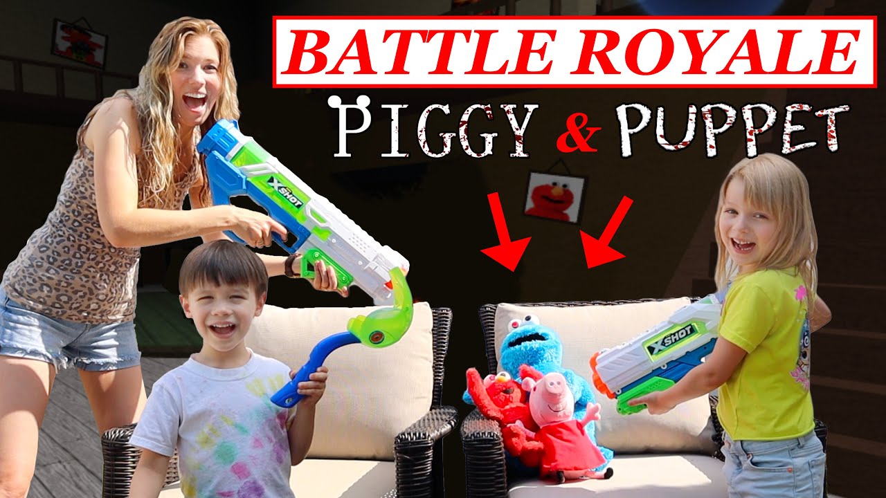 Roblox Piggy & Puppet Battle Royale in Real Life! Defeating Piggy, Elmo & Cookie Monster!